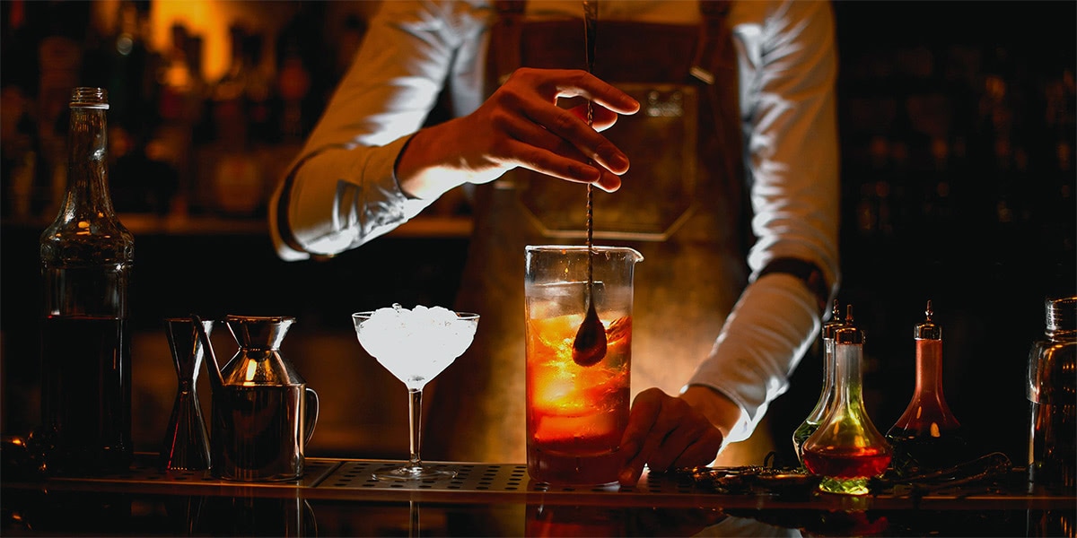 Bartender making a cocktail